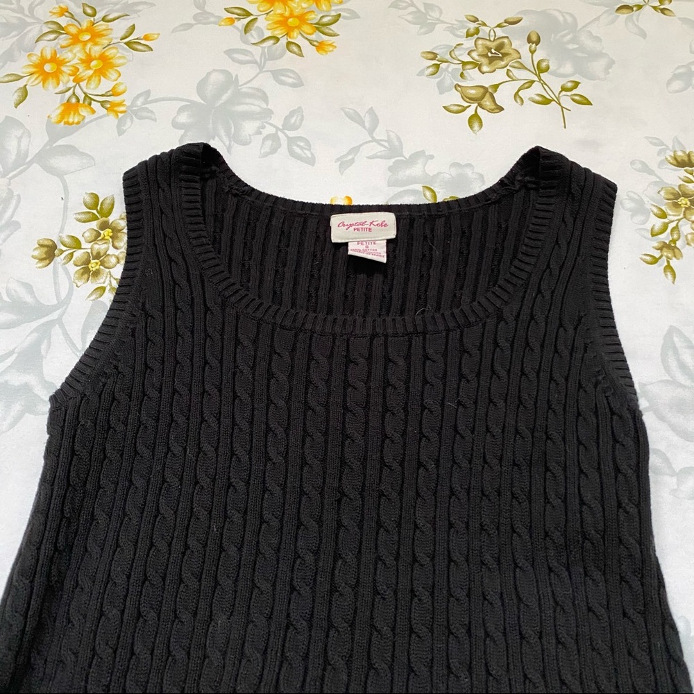 Crystal Kobe Petite S Knit Black Tank Top - Picture 2 of 5